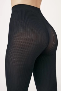 Colanti opaci cu model în dungi fine (ribbed), Conte Fantasy CASUAL 100 Den - Img 4