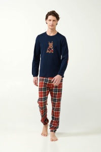 Compleu Pijama Barbati VAMP, din Interlook, ML 21514 Bleumarin