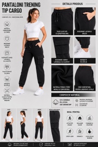 P.2190 NEGRU, Pantaloni Trening Dama KNOX, tip Cargo - Img 2