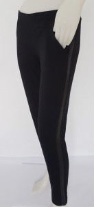 P.2192 Negru, Pantalon Dama Knox Conic, Insertie Piele (Primavara-Vara) - Img 4