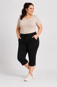 P.2217 NEGRU, Pantaloni Dama KNOX 3/4, EXTRA LARGE