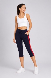 P.2248 Bleumarin & Rosu, Pantaloni Dama KNOX 3/4, Conic cu Buzunar