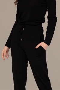 Pantaloni Dama Tricotati HERMINA , CLASIC P357 NEGRU - Img 2