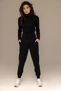 Pantaloni Dama Tricotati HERMINA , Cu Manseta P257 NEGRU