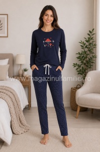 Pij.2251 Bleumarin, Pijama dama Knox, cu Umeri Cazuti