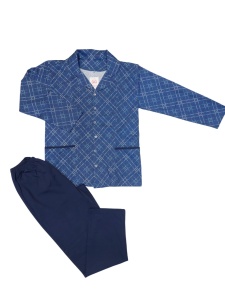 Pijama Barbati Auritex din bumbac cu Nasturi ML 232-08 ALBASTRU DESCHIS - ALB - Img 2