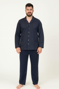 Pijama Barbati Auritex din bumbac cu Nasturi ML 232-09 BLEUMARIN INCHIS- GRI