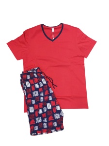 Pijama Barbati Soft&Seven by SOFIAMAN, Maneca Scurta, CHESTER S31-057 Rosu - Img 2
