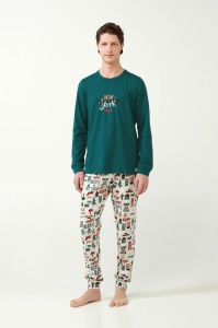 Pijama Barbati VAMP, din Bumbac, 21650 Verde