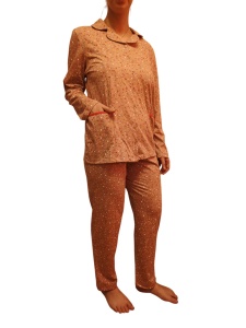 Pijama Dama Auritex cu Nastruri, Maneca Lunga 231-04, LILIAC Flori Mici - Img 1