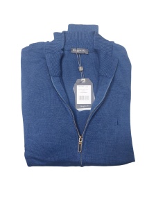 Pulover Barbati RUGATCHI, Jacheta cu Fermoar Lung, Albastru Denim - Img 2