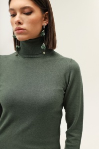Pulover dama Hermina, Maleta Guler Roll ML132 Verde - Img 3