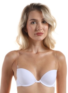 Sutien Jolidon LILLY SL11 Alb, Bretele Transparente din silicon - Img 1