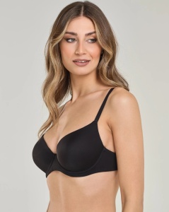 SUTIEN SPIMAN, Balconette cu Armătură și Cupe Gradate, din microfibră elastică 396 NEGRU - Img 3