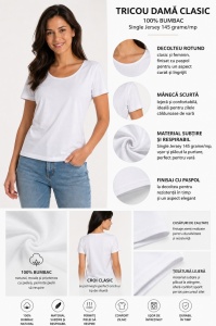 T.2500 Alb, Tricou Dama KNOX, CLASIC - Img 2