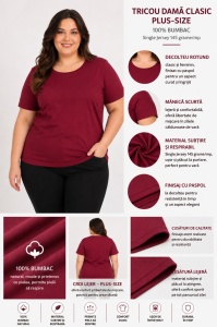 T.2503 Bordo, Tricou Dama KNOX, EXTRA-LARGE - Img 2