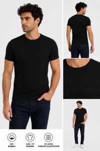 T.4505 Negru, Tricou Barbati KNOX, Slim Fit - Img 3