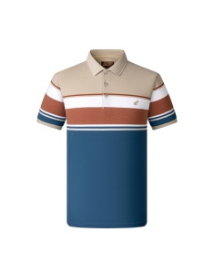 Tricou Barbati ARES, Polo Pique, cu Dungi, 2280 - ALBASTRU - Img 2