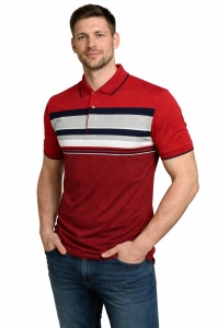 Tricou Barbati Tony Montana, Polo Pique, cu Dungi, Rosu