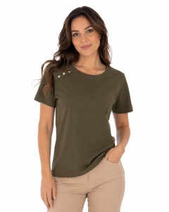 Tricou Dama KNOX, Clasic din Bumbac, T.2953 KAKI