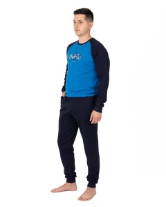 Ans.4017 Albastru, Compleu Casa / Pijama Groasa Bărbați din Interlook Pietanat - Img 3