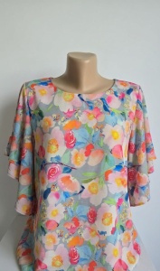 Bluza dama ANESIA din Viscoza, Maneca Scurta, CORINA-01 GRI FLORAL - Img 2