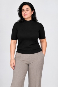 Bluza dama Hermina, Maleta Guler Inalt MS168 NEGRU