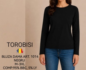 Bluza dama TOROBISI TRICOTEX, din Bumbac Elasticizat ML 1014 Negru