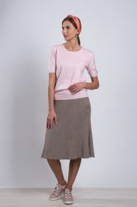 Bluza dama Tricotata Hermina, Maneca Scurta, MS115 Roz - Img 2