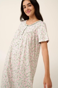 Camasa de Noapte VAMP, Pentru dama, din Bumbac MS 22241 Alb - Olive - Img 4
