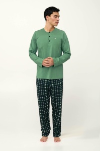 Compleu Pijama Barbati VAMP, din Interlook, ML 23928 Verde Stins