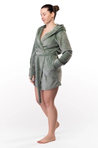 Halat Dama Mr Big Lady, din Cocolino, Cu Gluga 807 Verde Menta