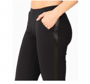 P.2192 Negru, Pantalon Dama Knox Conic, Insertie Piele (Primavara-Vara) - Img 5