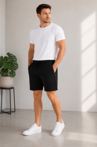 P.4069 Negru, Pantaloni Barbati KNOX, Scurt cu Fermoare la Buzunare