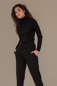Pantaloni Dama Tricotati HERMINA , Cu Manseta P257 NEGRU - Img 2