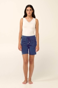 Pantaloni dama VAMP, Scurti din Bumbac, 22106 Albastru Cerneala