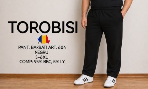 Pantaloni Trening Barbati TOROBISI TRICOTEX, Clasict, 604 NEGRU