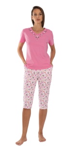 Pij.2243 ROZ, Pijama Damă KNOX, Maneca Scurta - Img 1