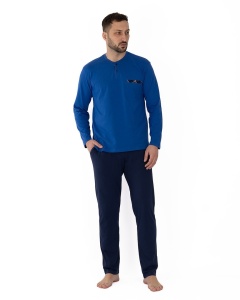 Pij.4142 ALBASTRU ROYAL , Pijama Bărbați Knox, Tipar Clasic