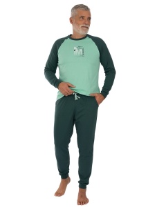 Pij.4155 Menta, Pijama Bărbați KNOX cu Manseta la Glezna - Img 4