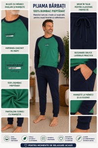 Pij.4155 VERDE , Pijama Bărbați KNOX cu Manseta la Glezna - Img 2