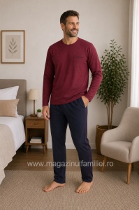 Pij.4156 BORDO, Pijama Bărbați Knox, Tipar Clasic