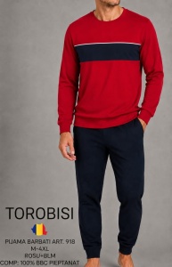 Pijama Barbati TOROBISI TRICOTEX, cu Mansete, ML 918 Rosu