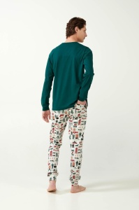 Pijama Barbati VAMP, din Bumbac, 21650 Verde - Img 2