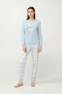 Pijama dama VAMP, Compleu din Interlook , ML 23302 Albastru Deschis