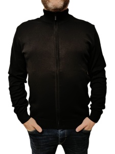 Pulover Barbati tip Jacheta Tony Montana, cu Fermoar Lung, Negru - Img 4