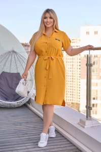 Rochie Casual Adrom, BATAL, Tip Camasa 5246-24 Galben - Img 1