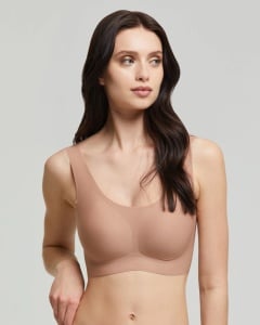 Sutien tip Bustiera Pompea din microfibra, SECOND SKIN Bronz - Img 3