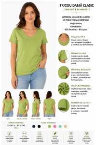 T.2507 MAR, Tricou Dama CLASIC, guler V - Img 2