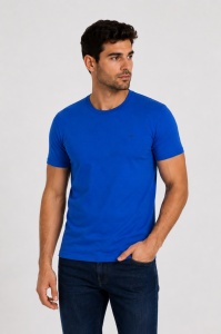 T.4505 ALBASTRU, Tricou Barbati KNOX, Slim Fit